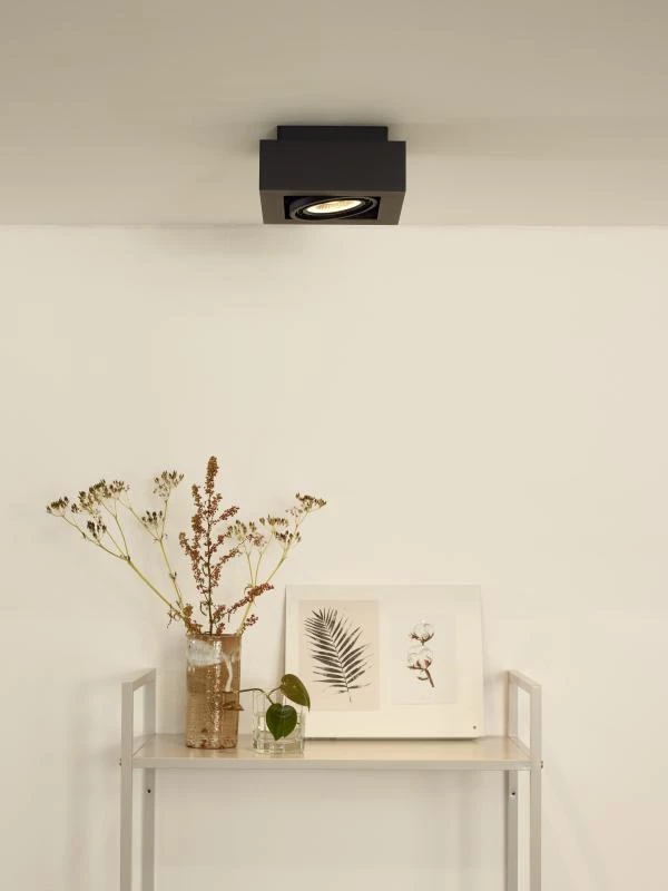 Lucide ZEFIX - Plafondspot - LED Dim to warm - GU10 - 1x12W 2200K/3000K - Zwart - sfeer 1